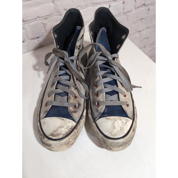 Size 9 - Converse Chuck High Top Denim Cherry Blossom Goth Zombie Custom Shoe - Picture 8 of 15